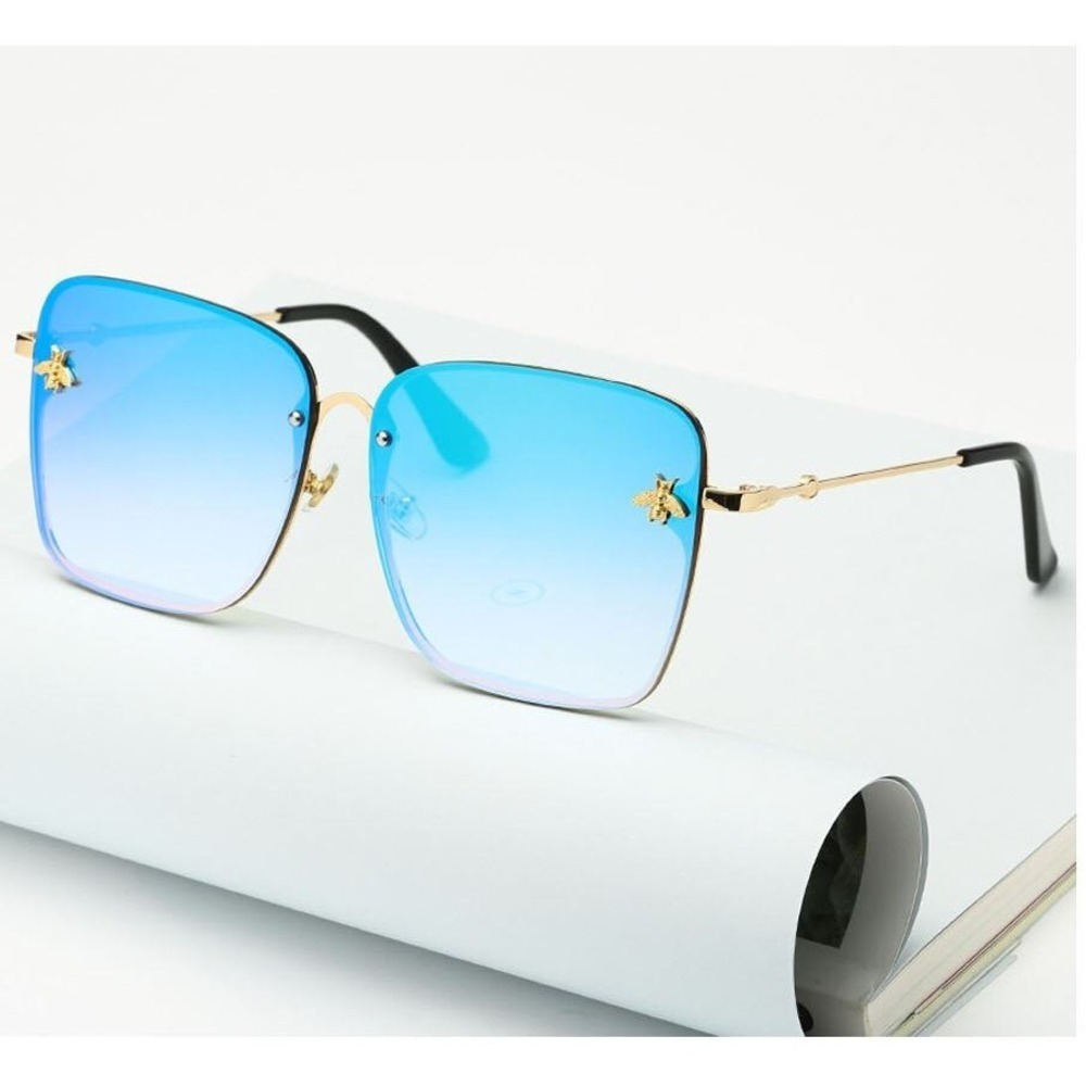 Sunglasses Women Rectangular Frame‎ Blue Mirror Lens Fashion Sun Glasses Female - Picture 3 of 6
